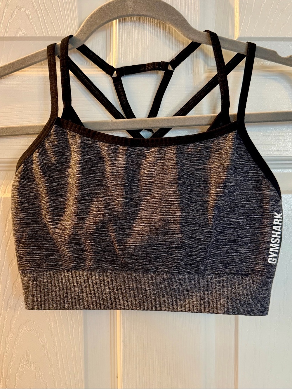 Gymshark Charcoal Heather Seamless Strappy Sports Bra